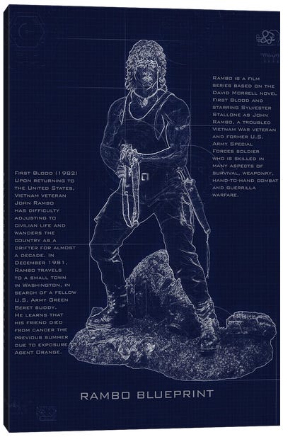Rambo Blueprint Canvas Art Print - John Rambo