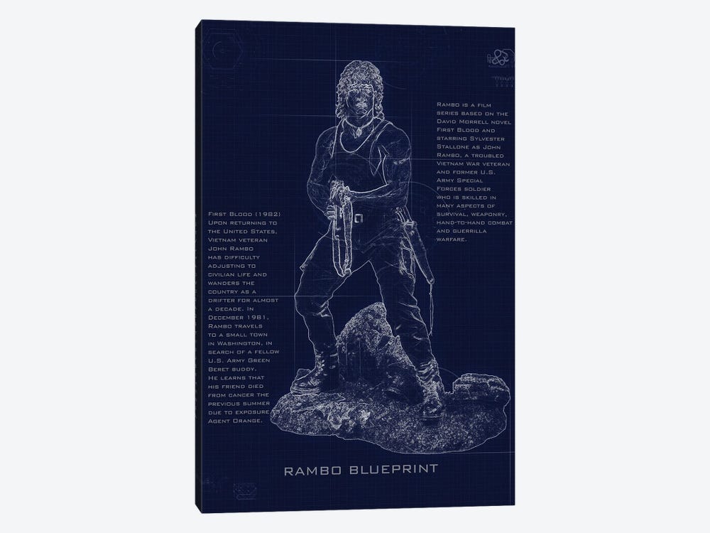 Rambo Blueprint by Gab Fernando 1-piece Canvas Print