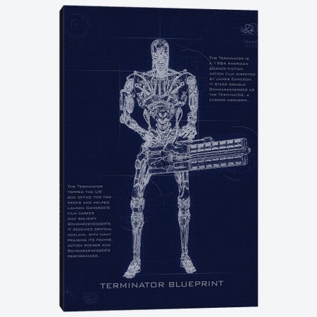 Terminator T2 Blueprint Canvas Print #GFN250} by Gab Fernando Art Print