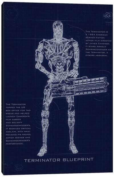 Terminator T2 Blueprint Canvas Art Print - Terminator