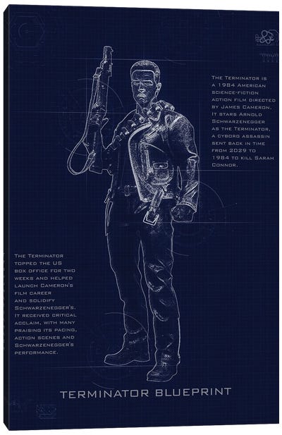 Terminator T3 Blueprint Canvas Art Print - Gab Fernando