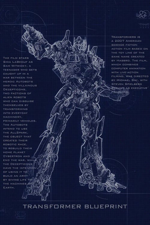 Optimus Prime Blueprint by Gab Fernando wall art