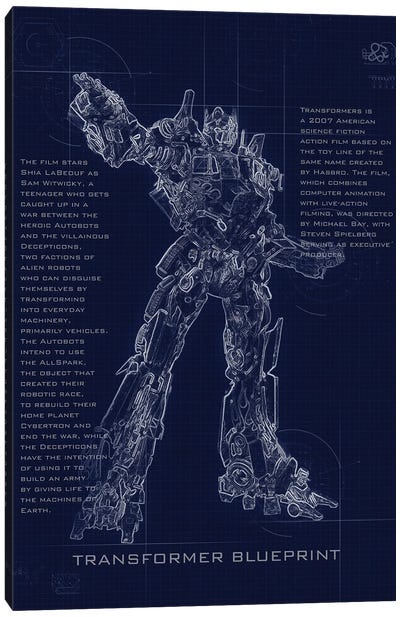 Optimus Prime Blueprint Canvas Art Print - Transformers