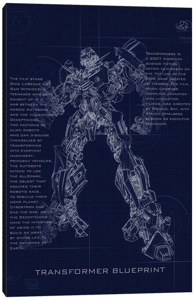 Bumble Bee Blueprint Canvas Art Print - Transformers