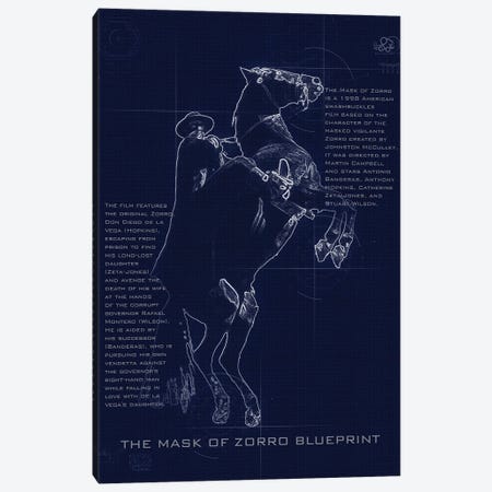 Zorrro Blueprint Canvas Print #GFN255} by Gab Fernando Canvas Artwork