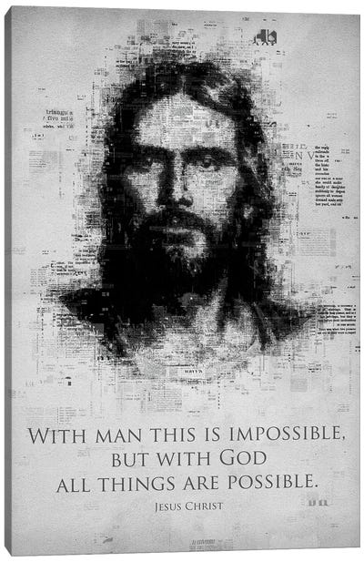 Jesus Christ Canvas Art Print - Black & White Minimalist Décor