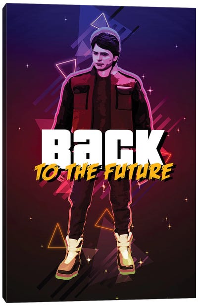 Back To The Future Marty Retro Canvas Art Print - Michael J. Fox