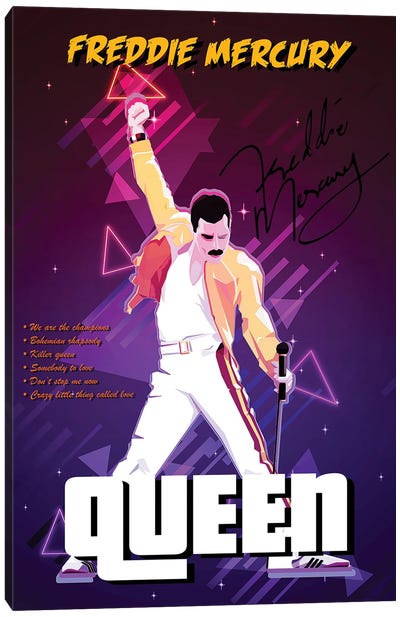 Queen Retro Canvas Art Print - Freddie Mercury
