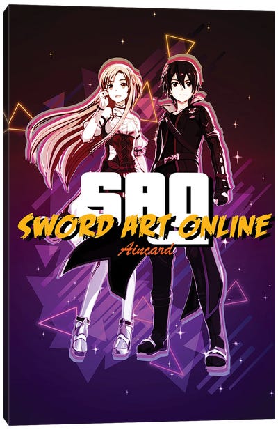 Sword Art Online Retro Canvas Art Print - Other Anime & Manga Characters