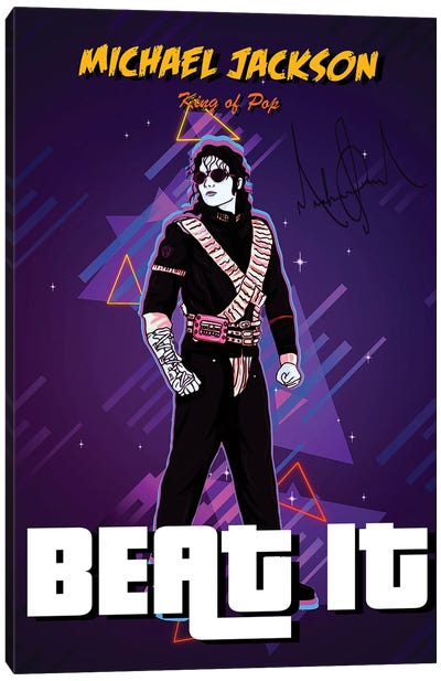 Beat It Retro Canvas Art Print - Michael Jackson