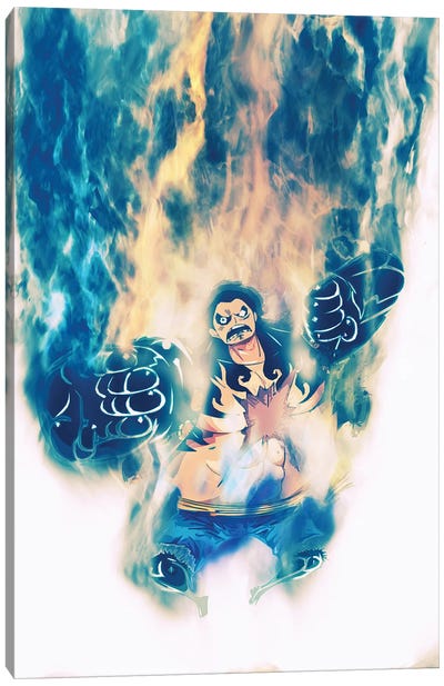 Luffy On Smoke Canvas Art Print - Monkey D. Luffy