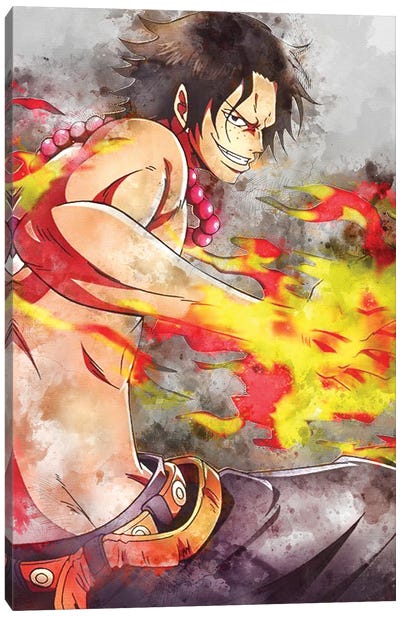 Ace Watercolor Canvas Art Print - One Piece