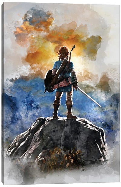 Link Watercolor I Canvas Art Print - Video Game Character Art