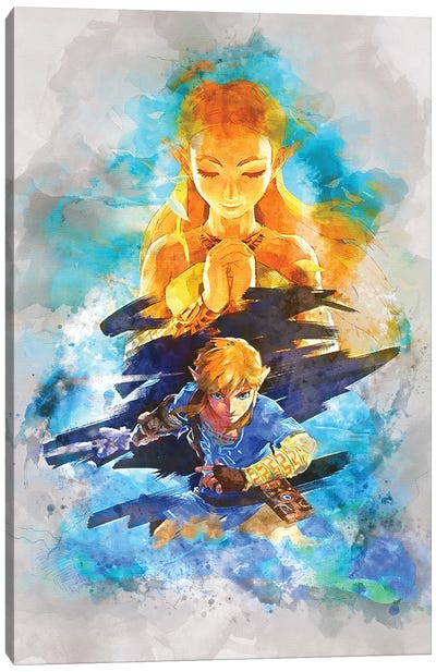 Zelda Watercolor Canvas Art Print - Video Game Art