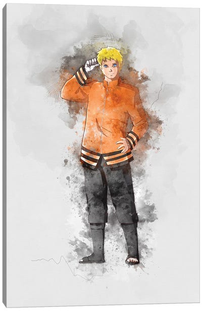 Naruto Watercolor Canvas Art Print - Naruto Uzumaki