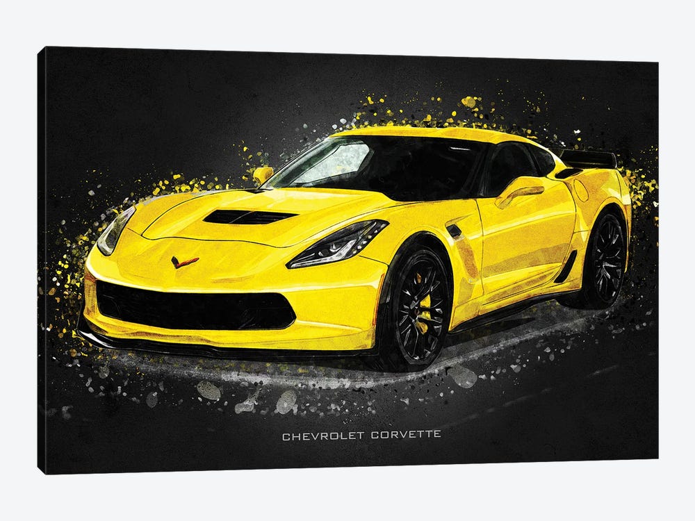Chevrolet Corvette Acrylic by Gab Fernando 1-piece Canvas Art