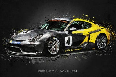 Porsche 718 Cayman GT4 by Gab Fernando framed canvas print