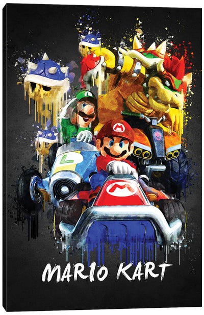 Mario Kart Canvas Art Print - Video Game Character Art