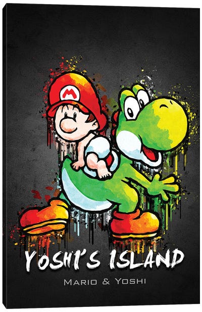 Yoshi Island Mario Canvas Art Print - Super Mario Bros