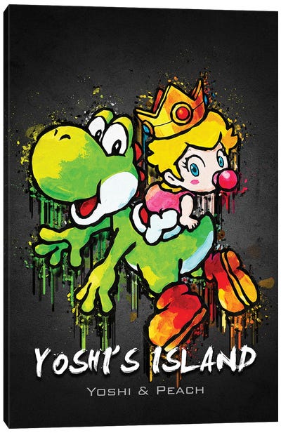 Yoshi Island Peach Canvas Art Print - Super Mario Bros