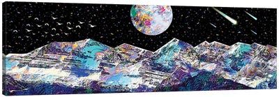 Blue Mountain Canvas Art Print - Moon Art
