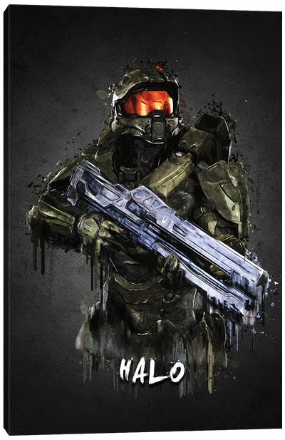 Halo Soldier Canvas Art Print - Video Game Character Art