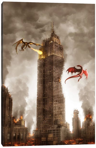 Empire State Dragon Canvas Art Print - Empire State Building