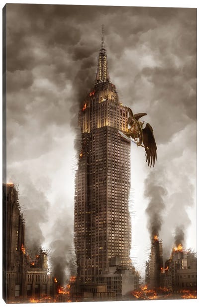Empire State Flying Kong Canvas Art Print - Empire State Building