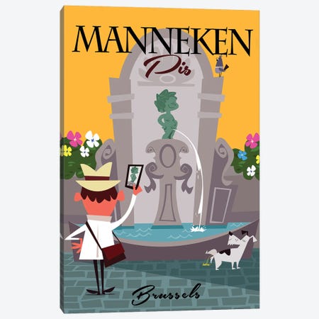 Manneken Pis -Brussels Canvas Print #GGD103} by Gary Godel Art Print