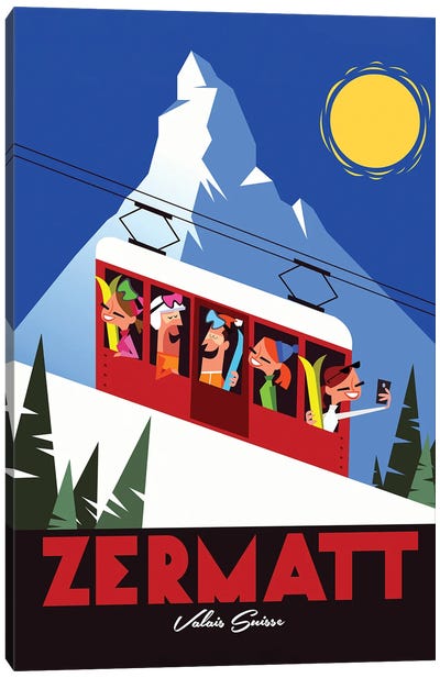 Zermatt Canvas Art Print - Skiing Art