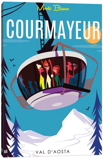 Courmayeur Canvas Art Print - Skiing Art