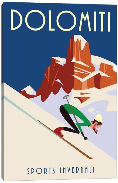 Dolomiti Canvas Art Print - Skiing Art