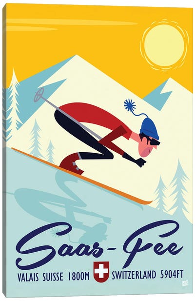Saas-Fee Canvas Art Print - Skiing Art