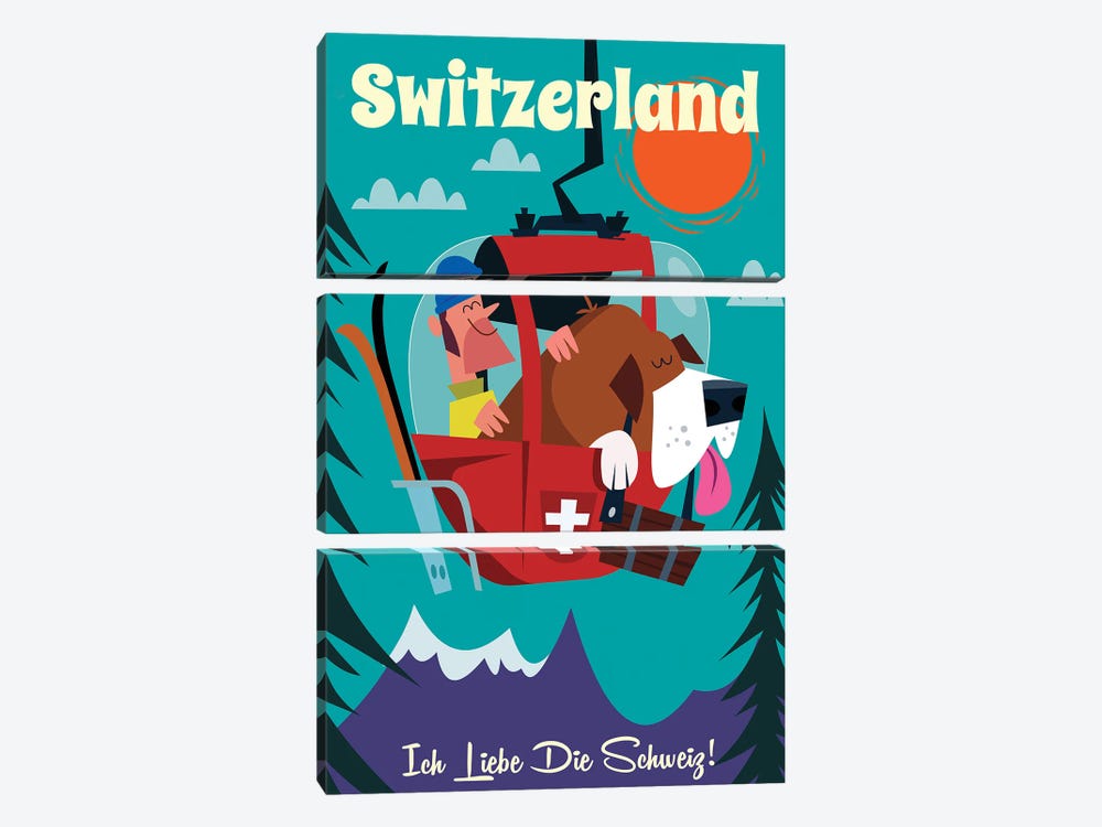Switzerland Cable Car by Gary Godel 3-piece Canvas Print