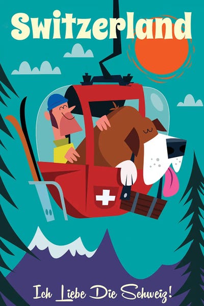 Snowy Mountains: Switzerland Cable Car by Gary Godel