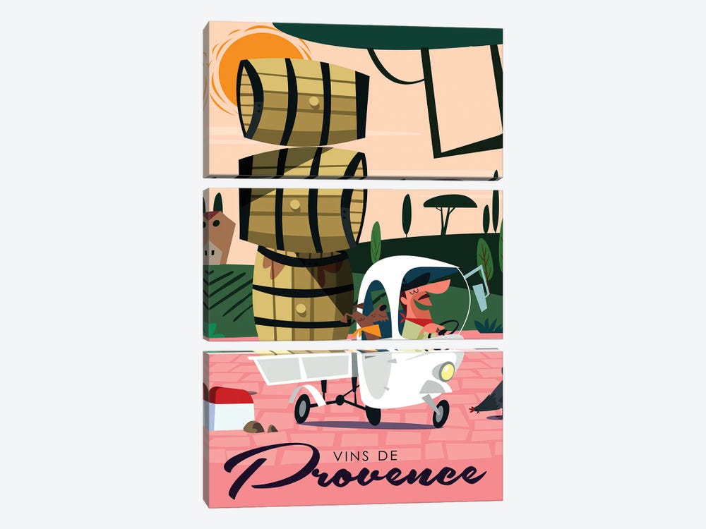 Vins De Provence I by Gary Godel 3-piece Canvas Wall Art
