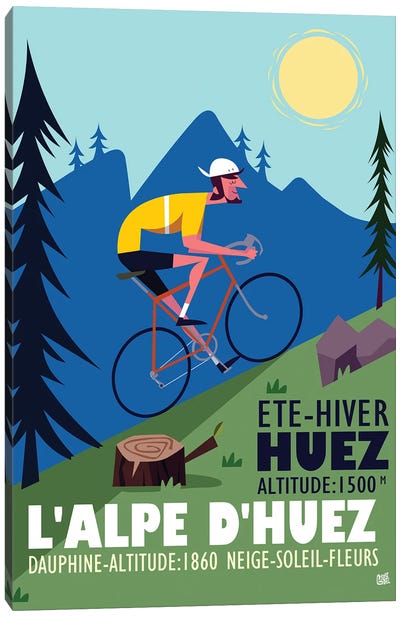 L'Alpe D'Huez Cycling Poster Canvas Art Print - Scenic & Nature Typography