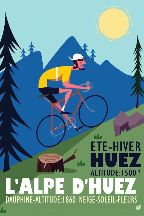 L'Alpe D'Huez Cycling Poster by Gary Godel wall art