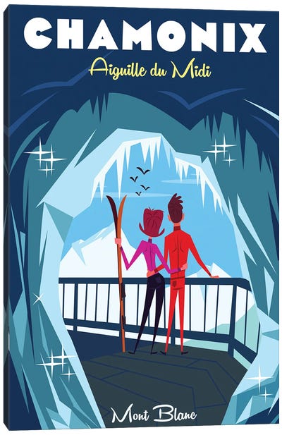 Chamonix Aiguille Du Midi Canvas Art Print - Skiing Art