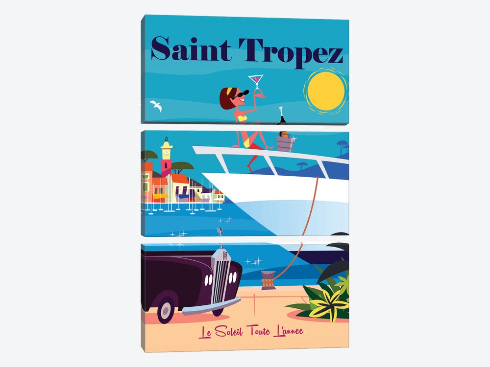 Saint Tropez II by Gary Godel 3-piece Canvas Art Print