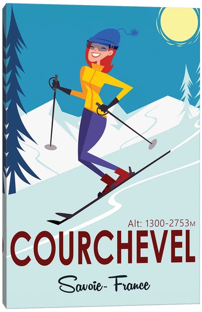 Courchevel Savoie Canvas Art Print - Skiing Art