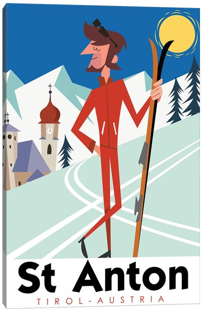 St Anton Austria Canvas Art Print - Skiing Art