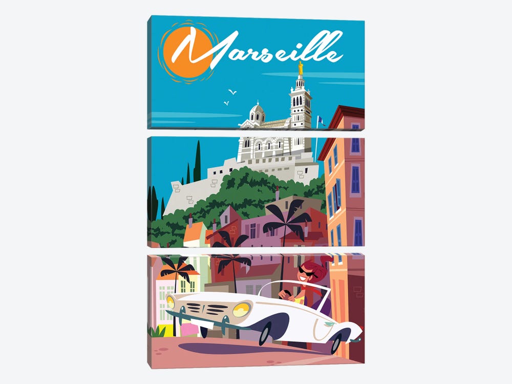 Marseille by Gary Godel 3-piece Canvas Art Print