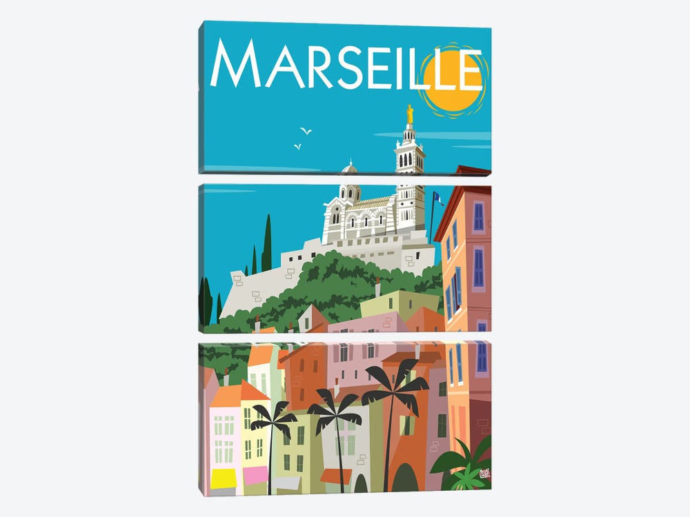 Marseille Notre Dame by Gary Godel 3-piece Canvas Art Print