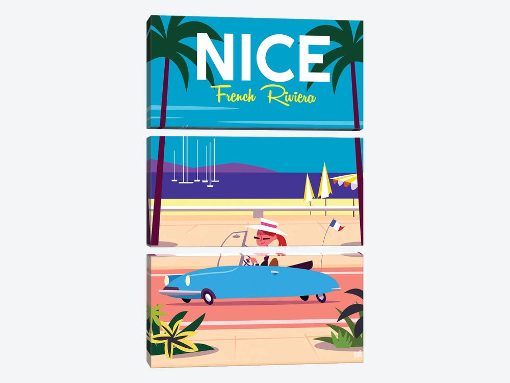 Nice French Riviera I by Gary Godel 3-piece Canvas Art Print