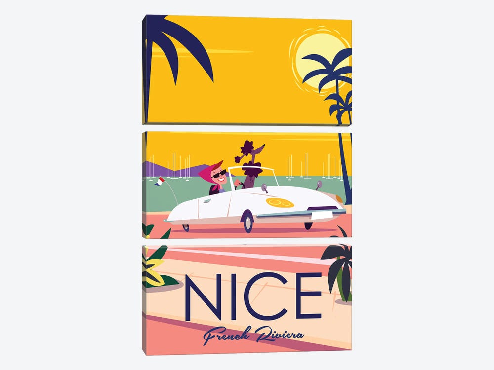 Nice French Riviera II by Gary Godel 3-piece Canvas Wall Art