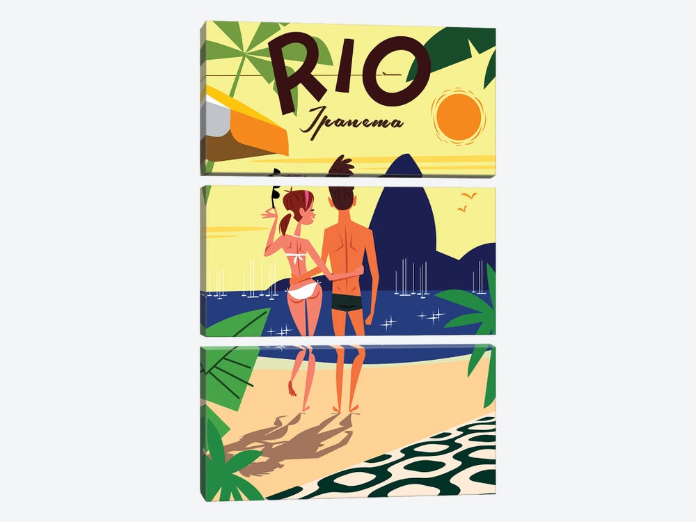 Rio Ipanema by Gary Godel 3-piece Canvas Art Print