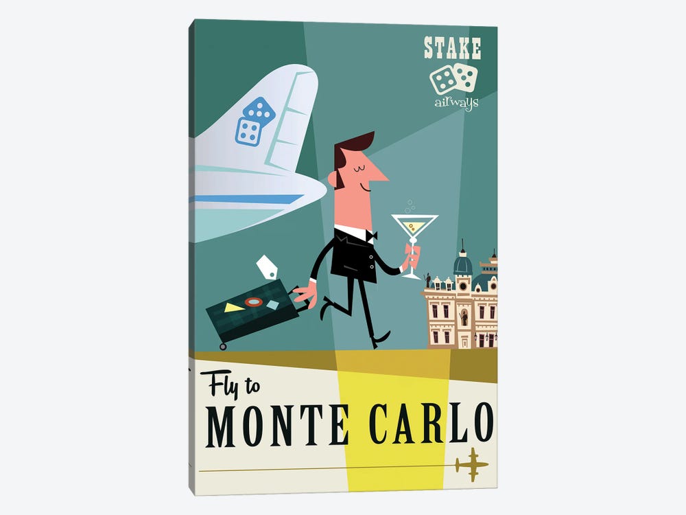 Fly To...Monte Carlo by Gary Godel 1-piece Canvas Art Print