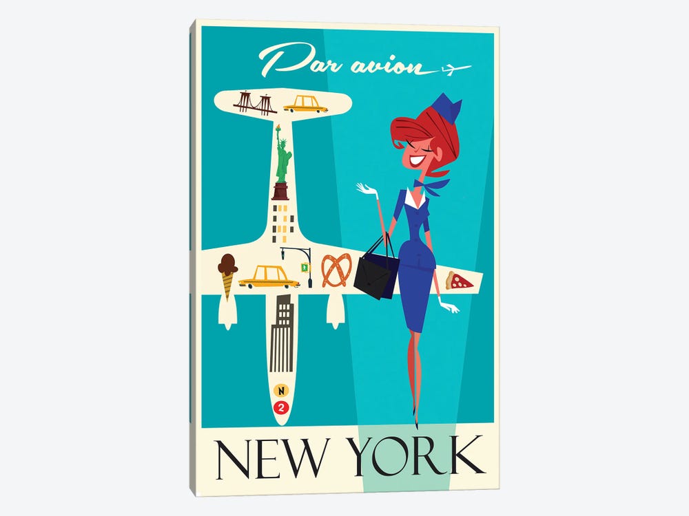 Par Avion New York by Gary Godel 1-piece Canvas Print