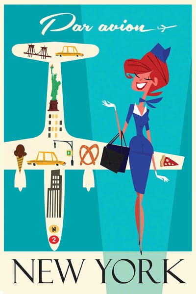 New York City Travel Posters: Par Avion New York by Gary Godel